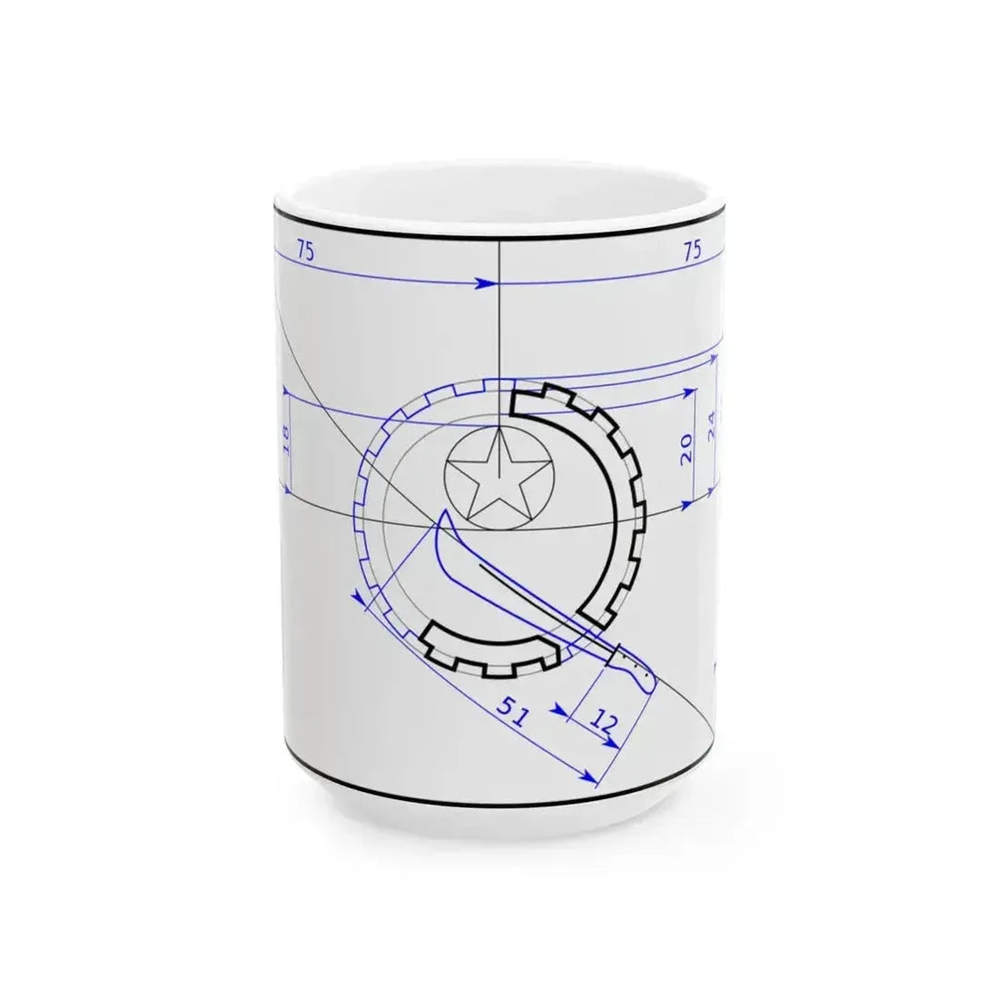 Flag of Angola Construction (Angola) White Coffee Mug 15oz - Go Mug Yourself
