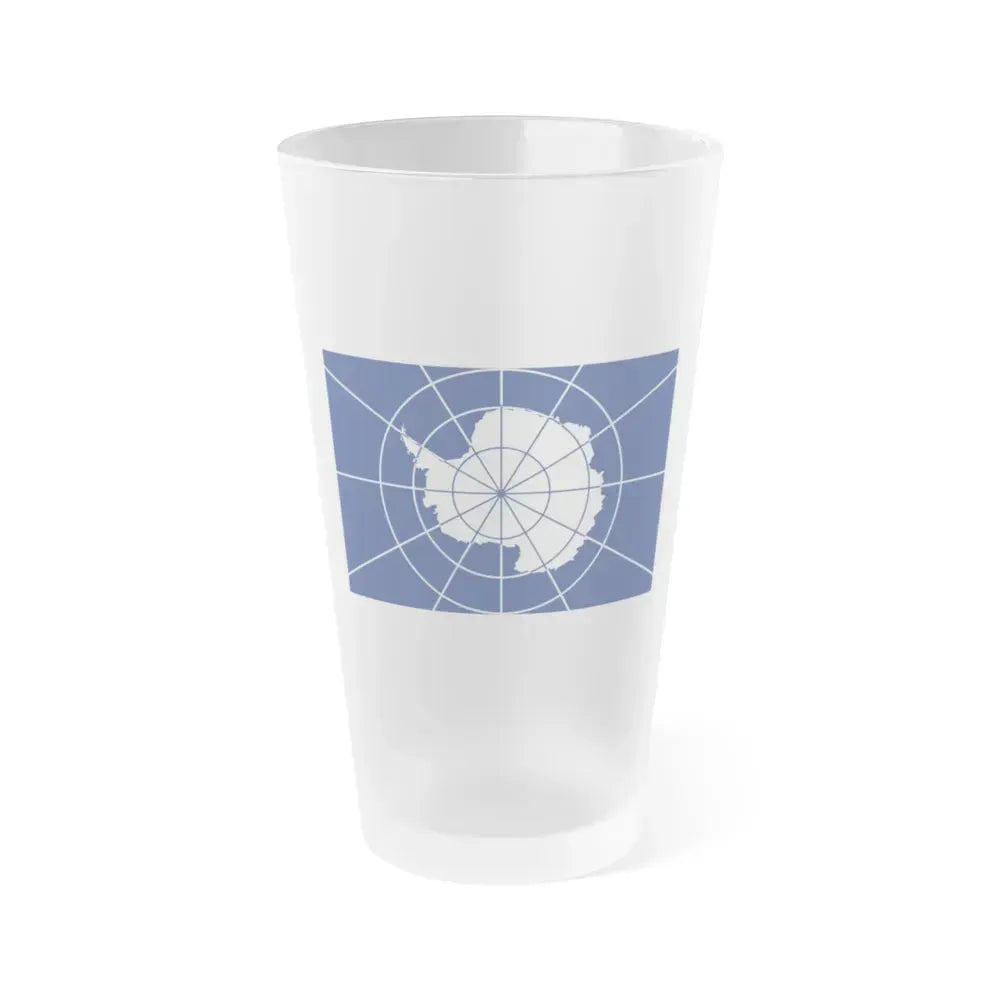 Flag of Antarctic Treaty - Frosted Pint Glass 16oz 16oz Frosted - Go Mug Yourself