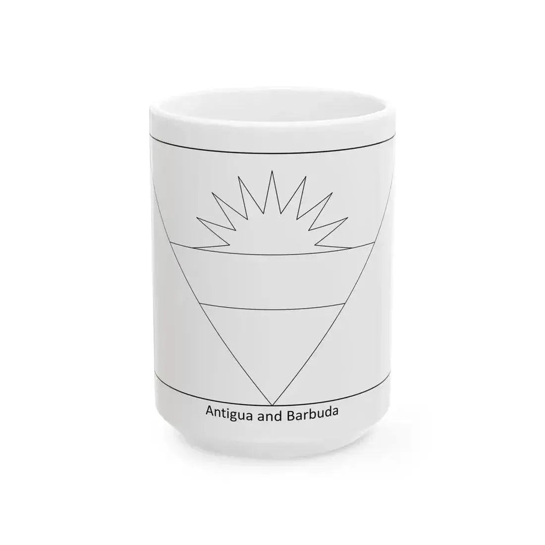 Flag of Antigua and Barbuda colouring page (Antigua and Barbuda) White Coffee Mug 15oz - Go Mug Yourself