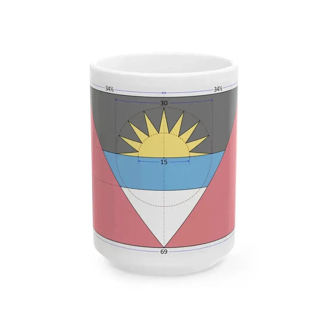 Flag of Antigua and Barbuda construction sheet (Antigua and Barbuda) White Coffee Mug 15oz - Go Mug Yourself