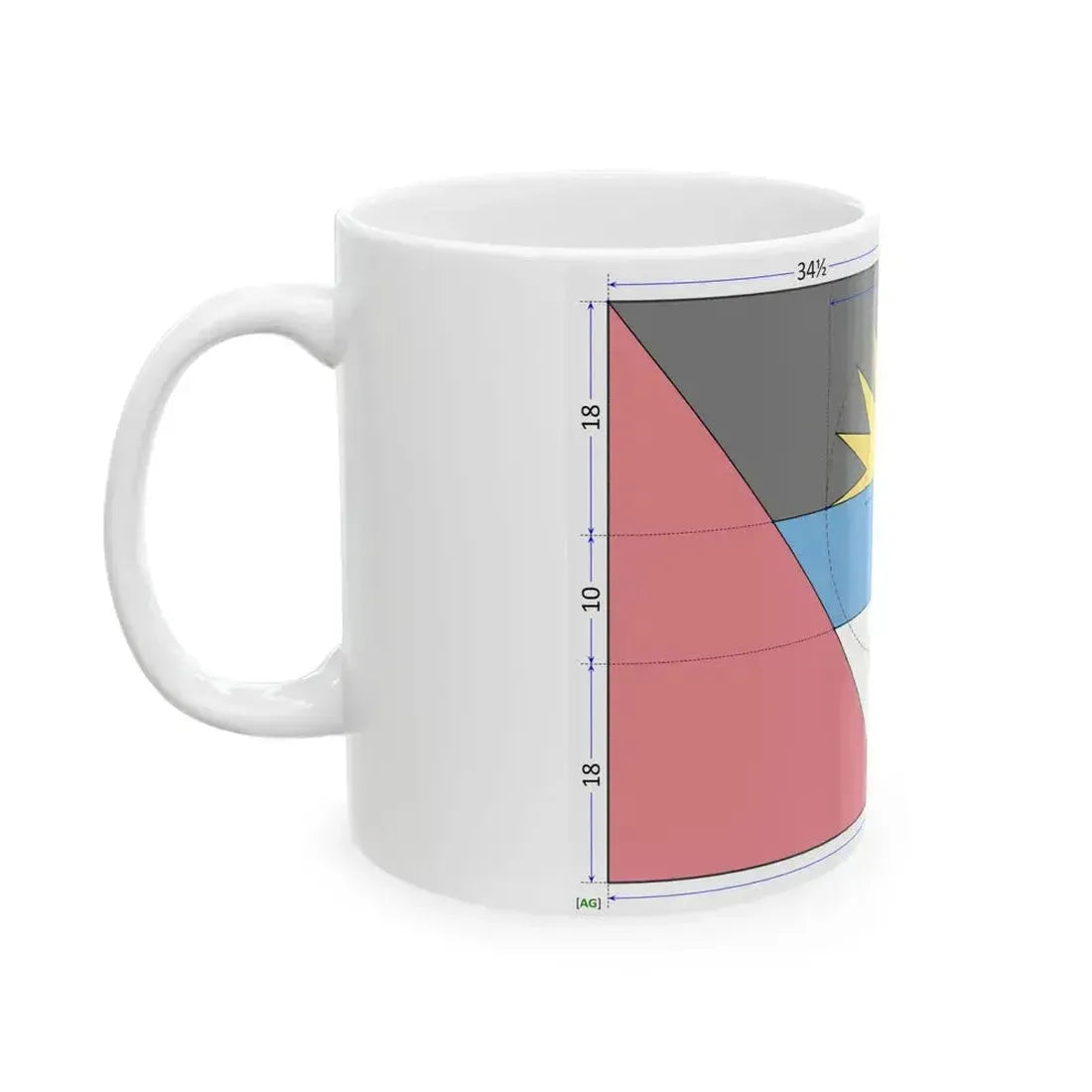Flag of Antigua and Barbuda construction sheet (Antigua and Barbuda) White Coffee Mug - Go Mug Yourself