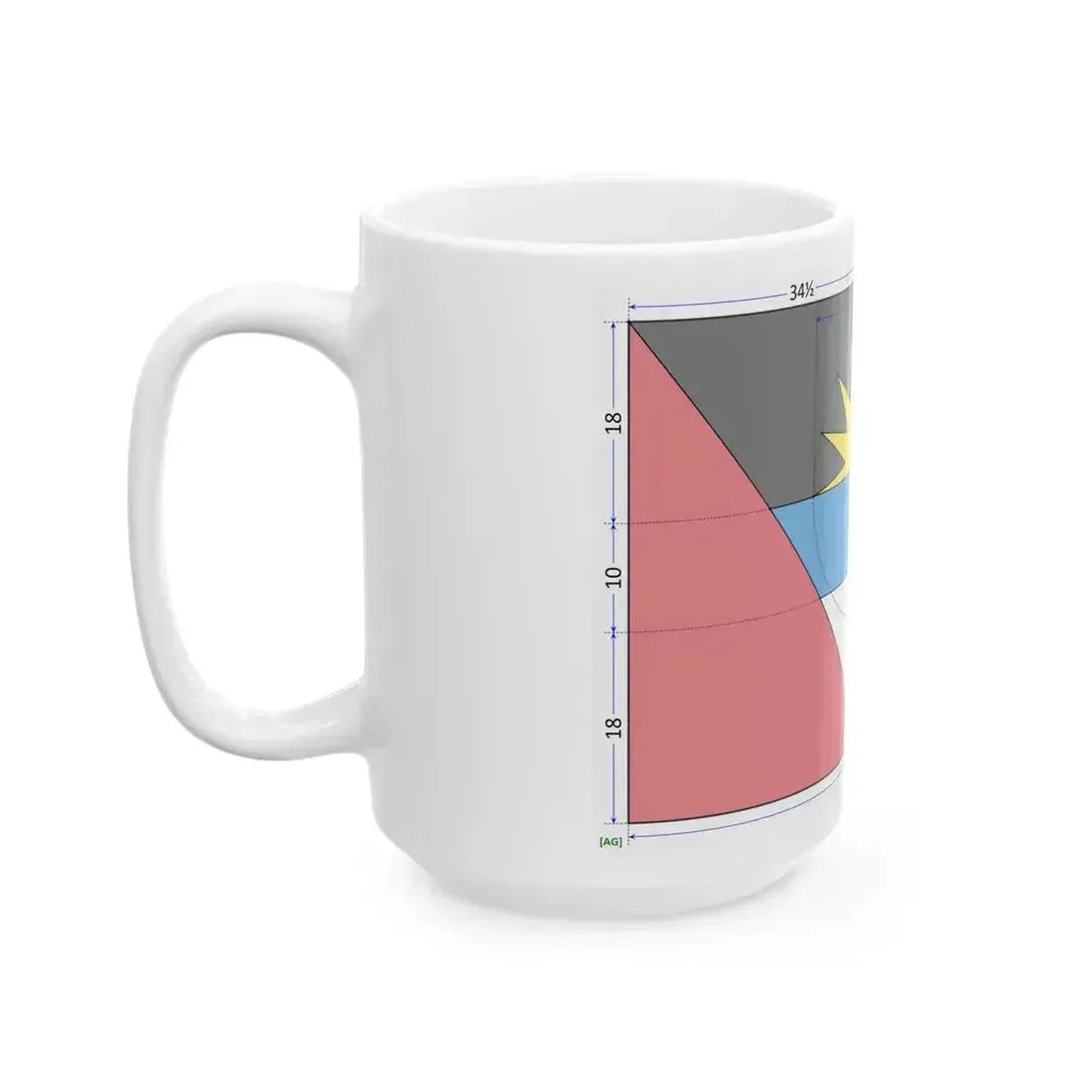 Flag of Antigua and Barbuda construction sheet (Antigua and Barbuda) White Coffee Mug - Go Mug Yourself