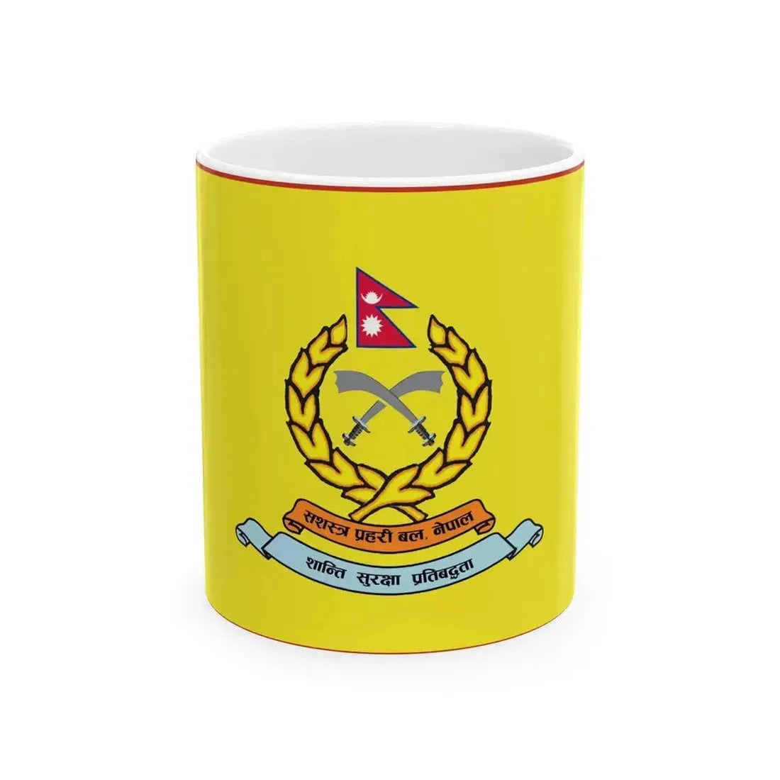 Flag of APF Nepal - No. 7 Baiddhanath Brigade (Nepal) White Coffee Mug 11oz - Go Mug Yourself