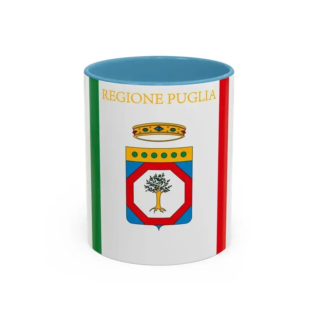 Flag of Apulia Italy - Accent Coffee Mug 11oz Light Blue - Go Mug Yourself