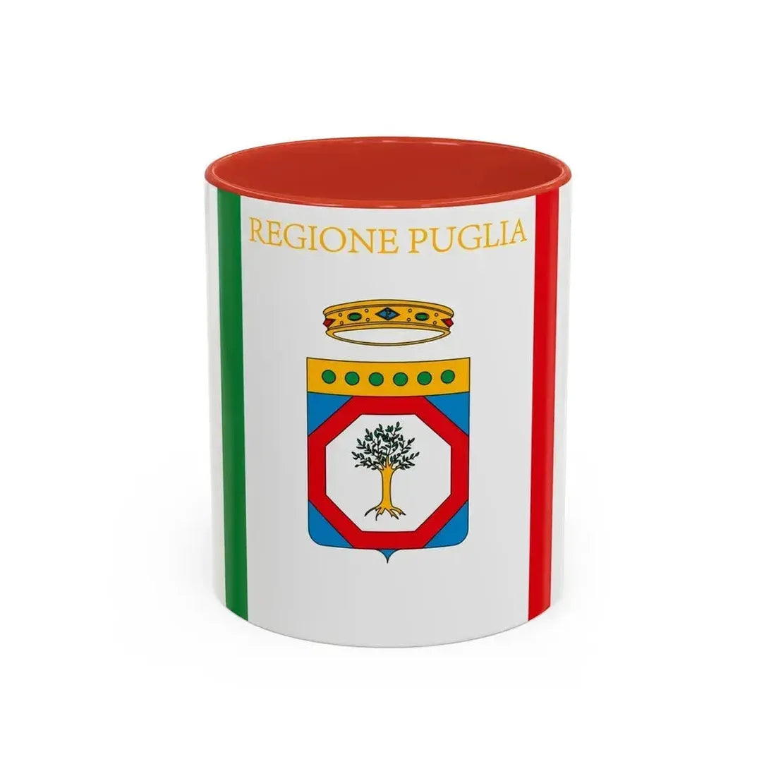 Flag of Apulia Italy - Accent Coffee Mug 11oz Red - Go Mug Yourself