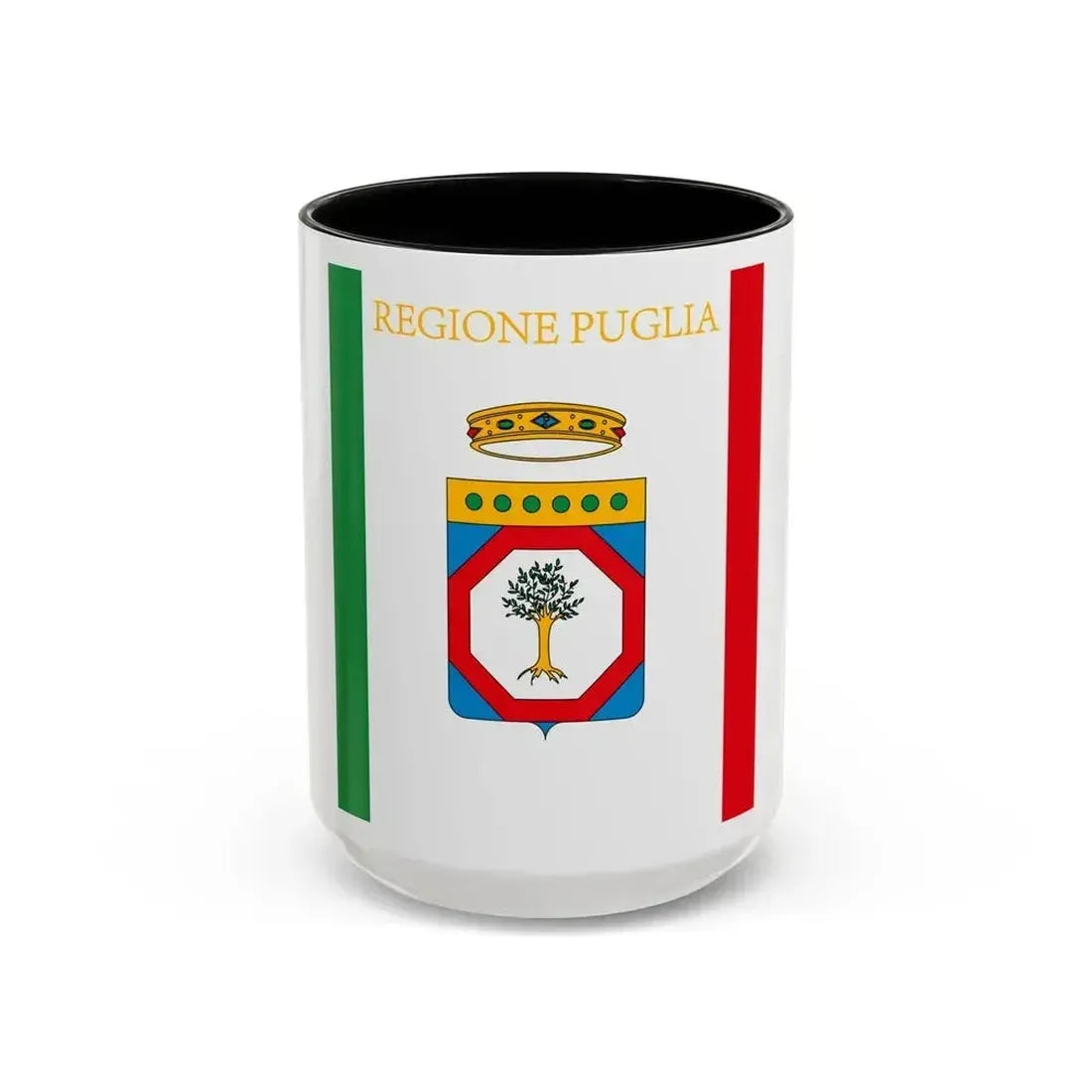 Flag of Apulia Italy - Accent Coffee Mug 15oz Black - Go Mug Yourself