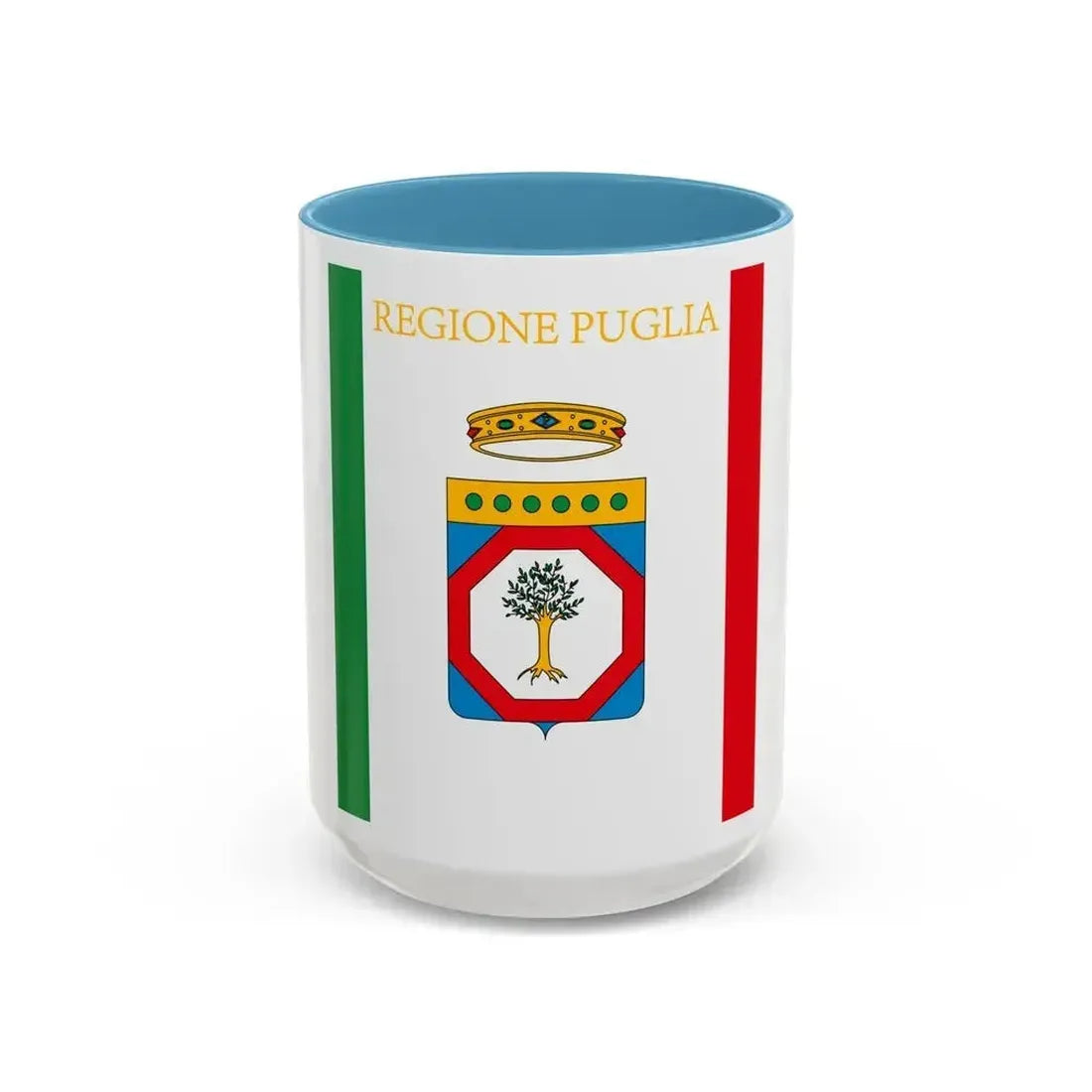 Flag of Apulia Italy - Accent Coffee Mug 15oz Light Blue - Go Mug Yourself