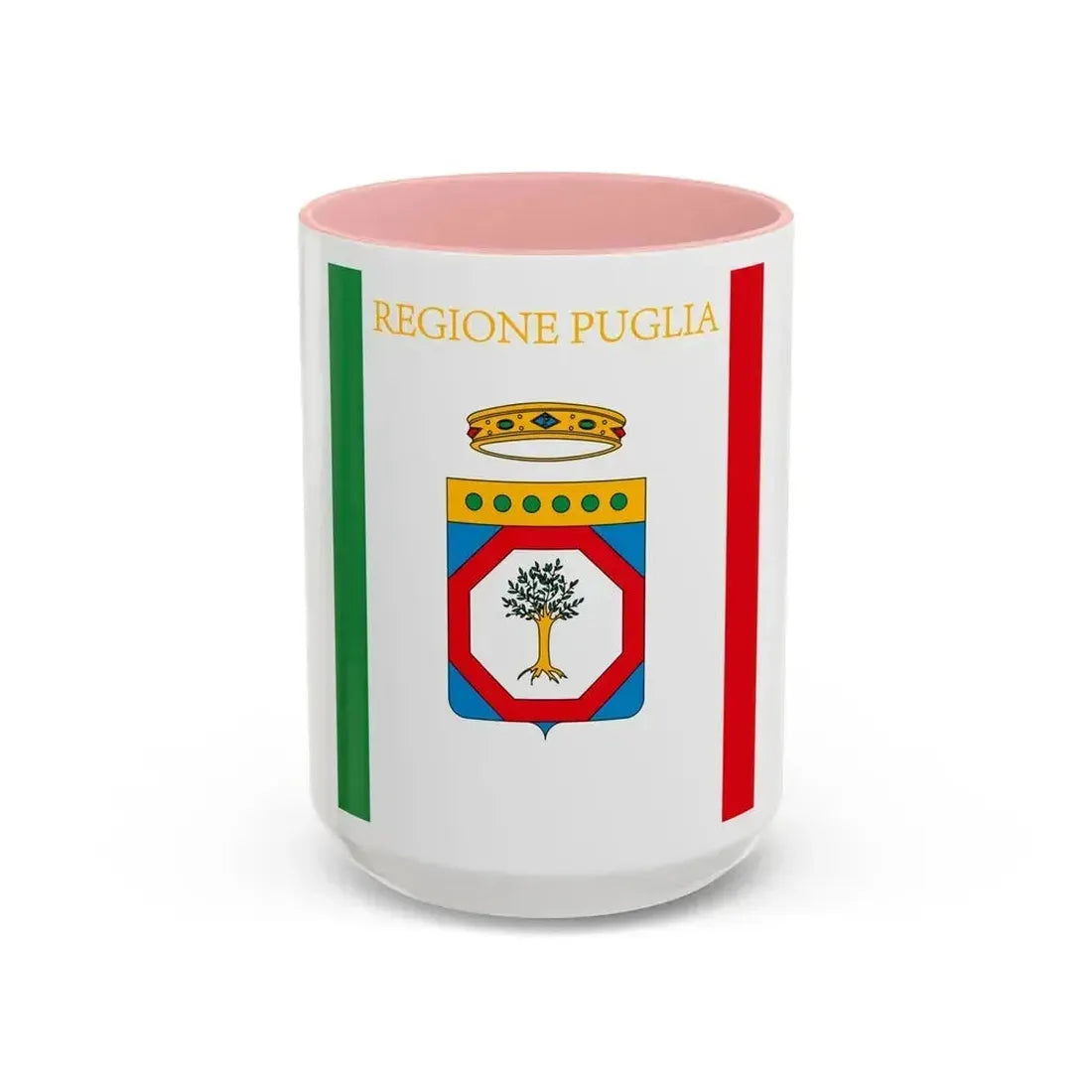 Flag of Apulia Italy - Accent Coffee Mug 15oz Pink - Go Mug Yourself