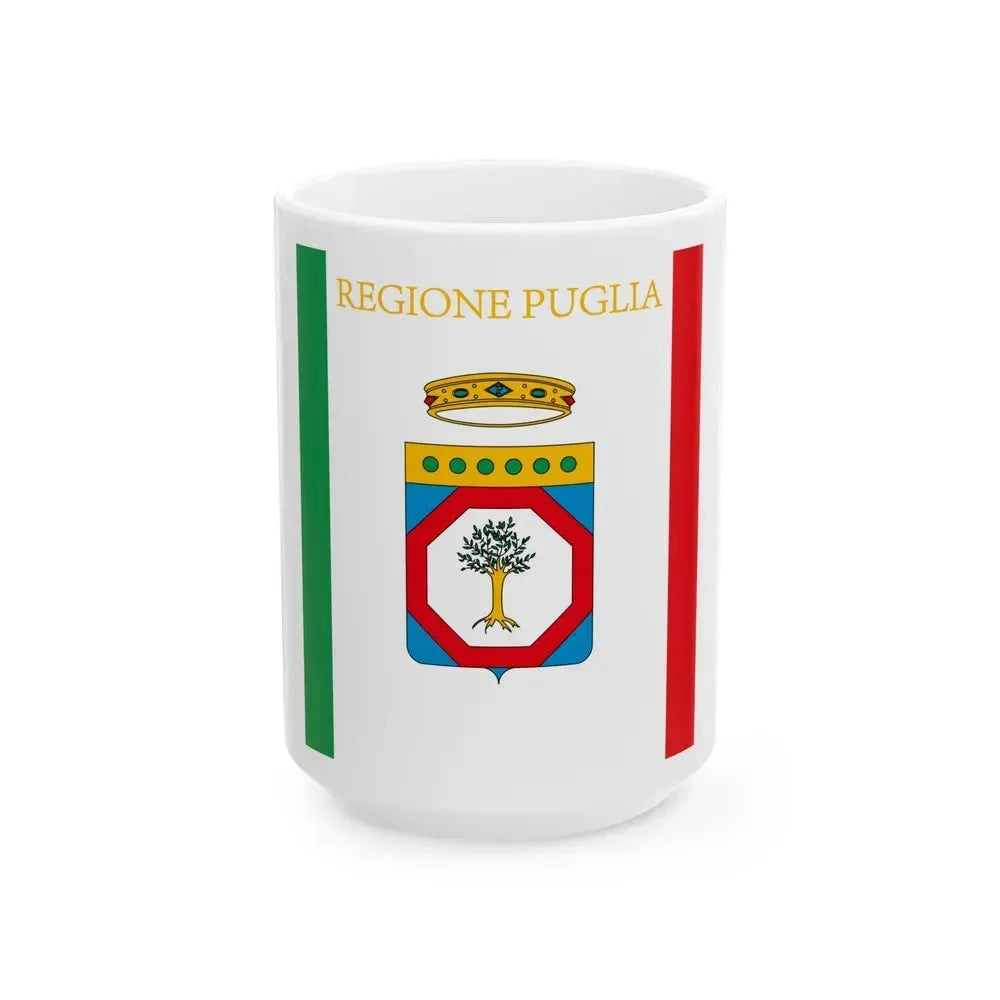 Flag of Apulia Italy - White Coffee Mug 15oz - Go Mug Yourself