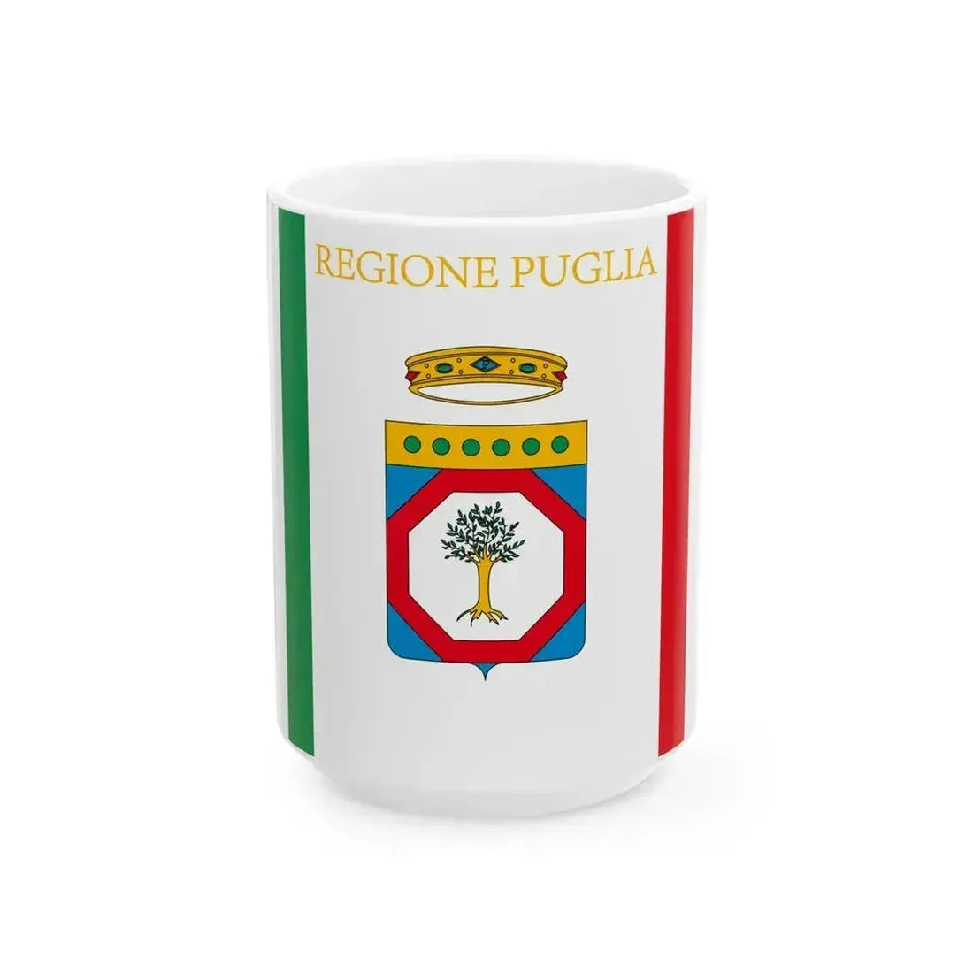 Flag of Apulia (Italy) White Coffee Mug 15oz - Go Mug Yourself