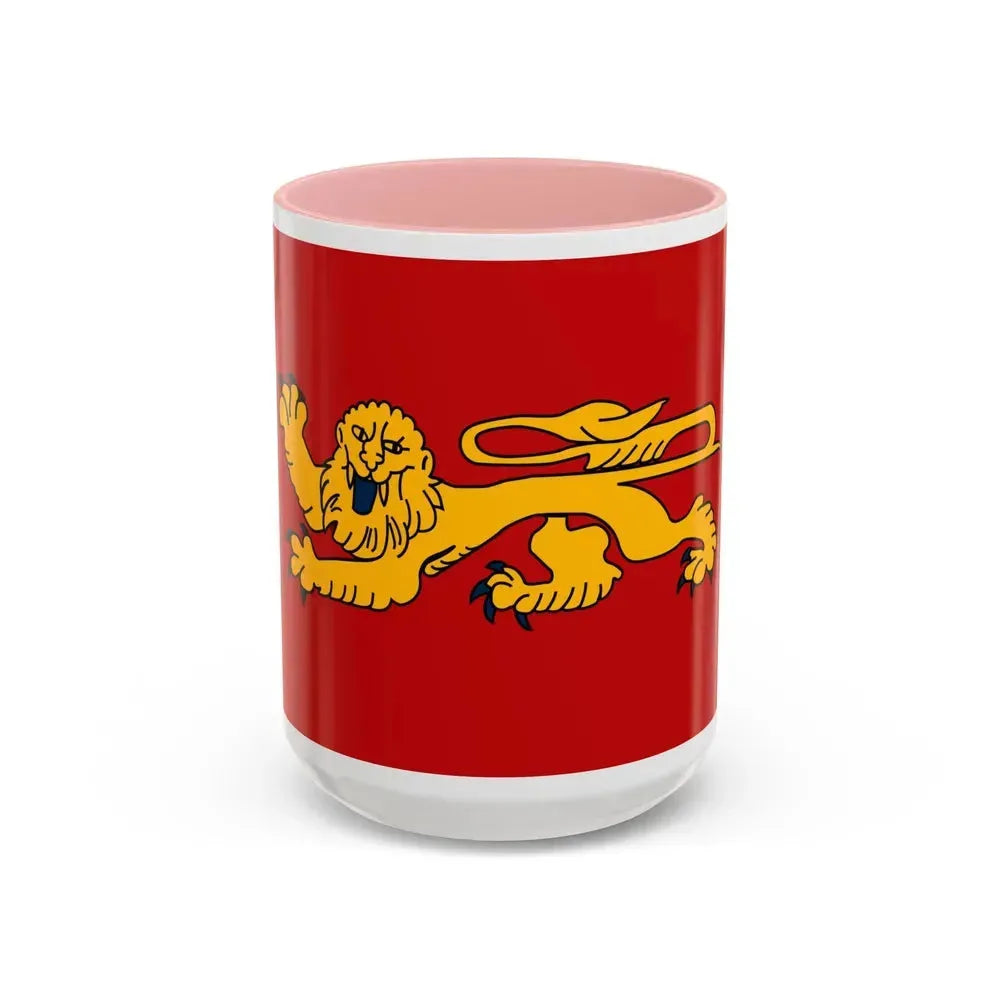 Flag of Aquitaine France - Accent Coffee Mug 15oz Pink - Go Mug Yourself