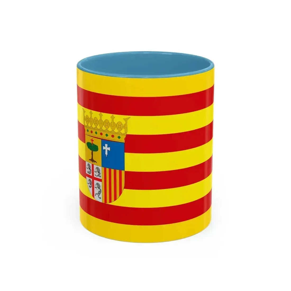 Flag of Aragon Spain - Accent Coffee Mug 11oz Light Blue - Go Mug Yourself