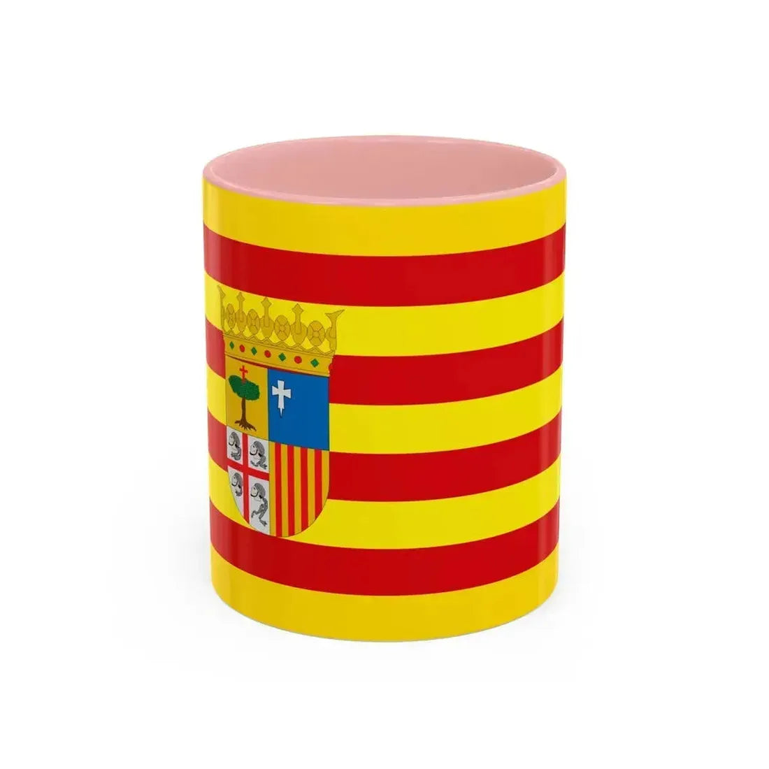 Flag of Aragon Spain - Accent Coffee Mug 11oz Pink - Go Mug Yourself