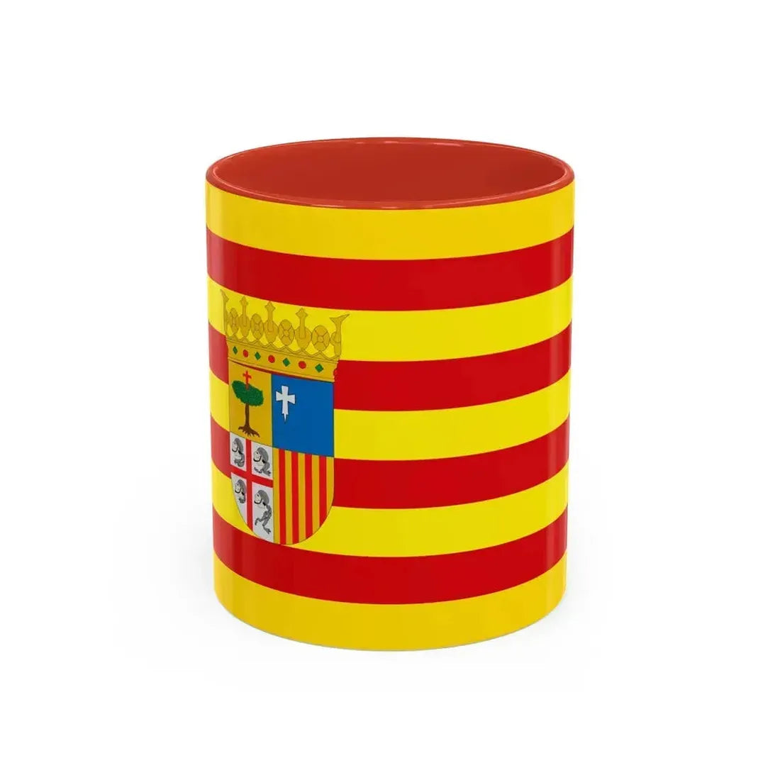 Flag of Aragon Spain - Accent Coffee Mug 11oz Red - Go Mug Yourself