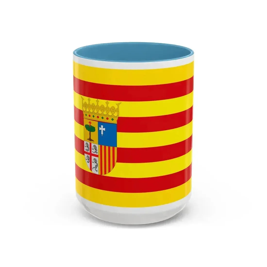 Flag of Aragon Spain - Accent Coffee Mug 15oz Light Blue - Go Mug Yourself
