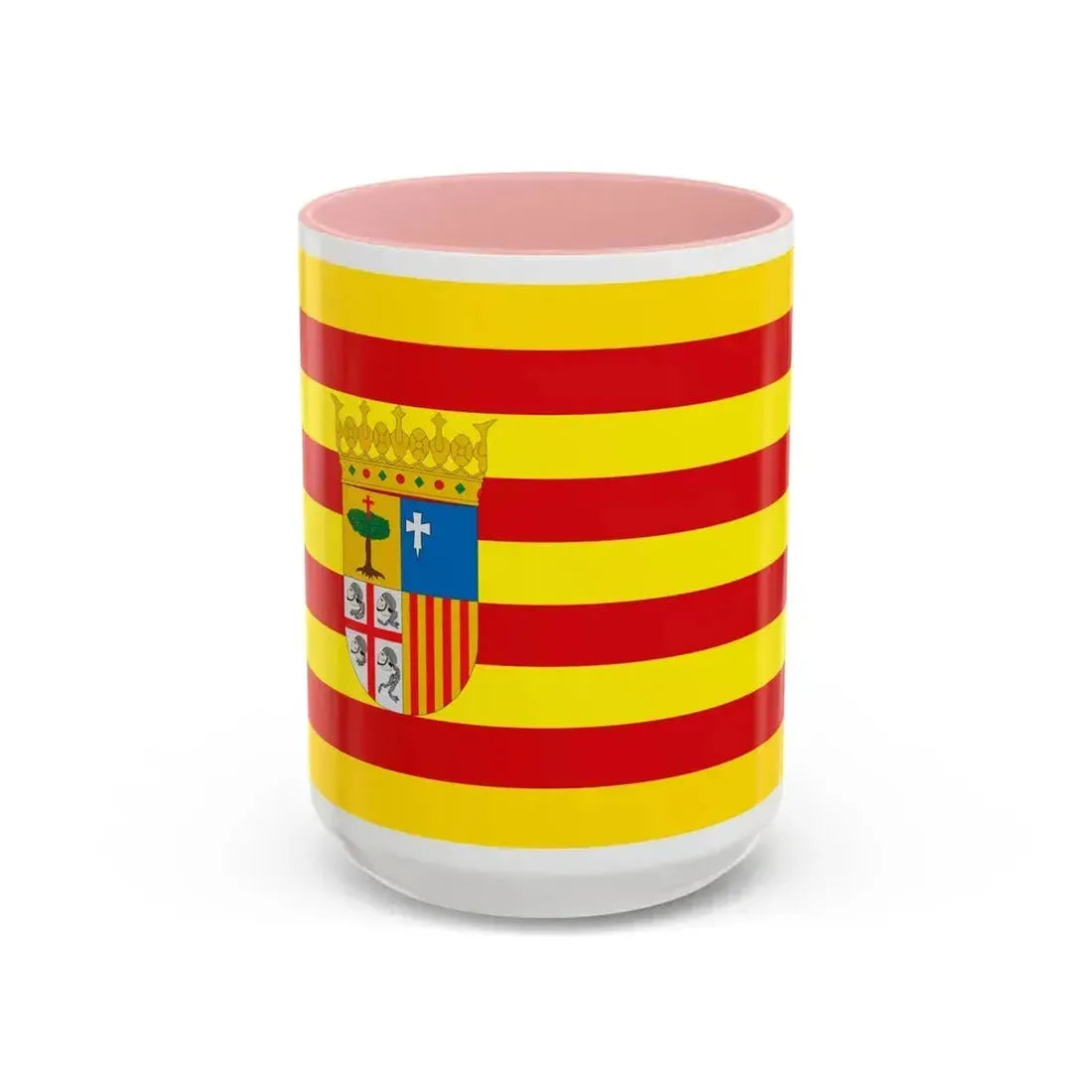 Flag of Aragon Spain - Accent Coffee Mug 15oz Pink - Go Mug Yourself