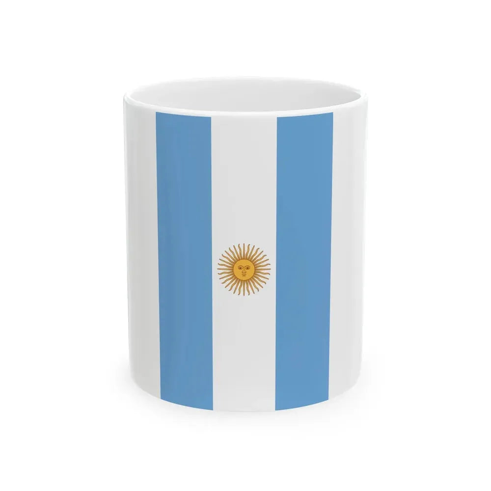 Flag of Argentina vertical with Sol de Mayo (Argentina) White Coffee Mug 11oz - Go Mug Yourself