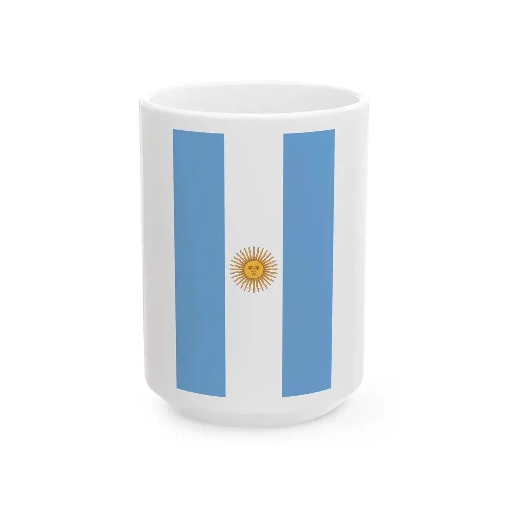 Flag of Argentina vertical with Sol de Mayo (Argentina) White Coffee Mug 15oz - Go Mug Yourself