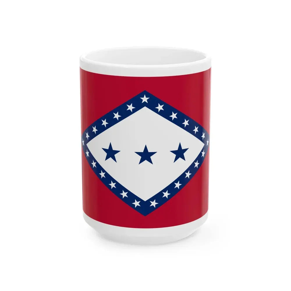 Flag of Arkansas Hocker (United States) White Coffee Mug 15oz - Go Mug Yourself