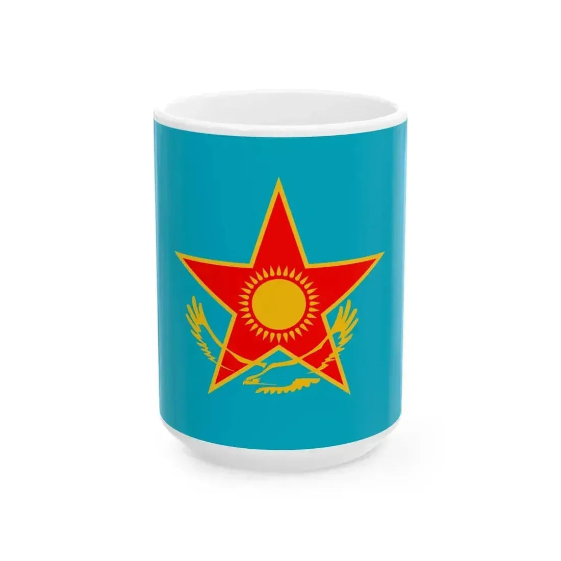 Flag of Armed Forces of the Republic of Kazakhstan (Kazakhstan) White Coffee Mug 15oz - Go Mug Yourself