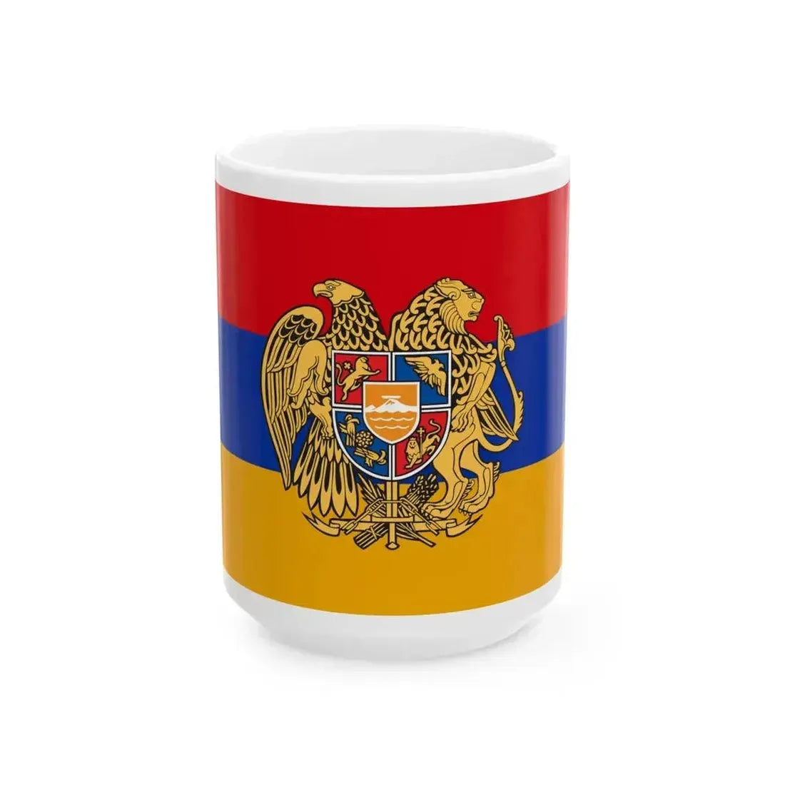 Flag of Armenia - Coat of Arms (Armenia) White Coffee Mug 15oz - Go Mug Yourself