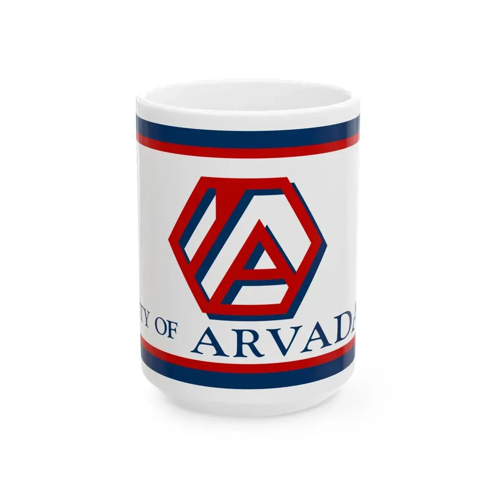 Flag of Arvada Colorado (United States) White Coffee Mug 15oz - Go Mug Yourself