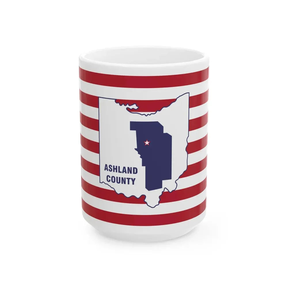Flag of Ashland County Ohio (United States) White Coffee Mug 15oz - Go Mug Yourself