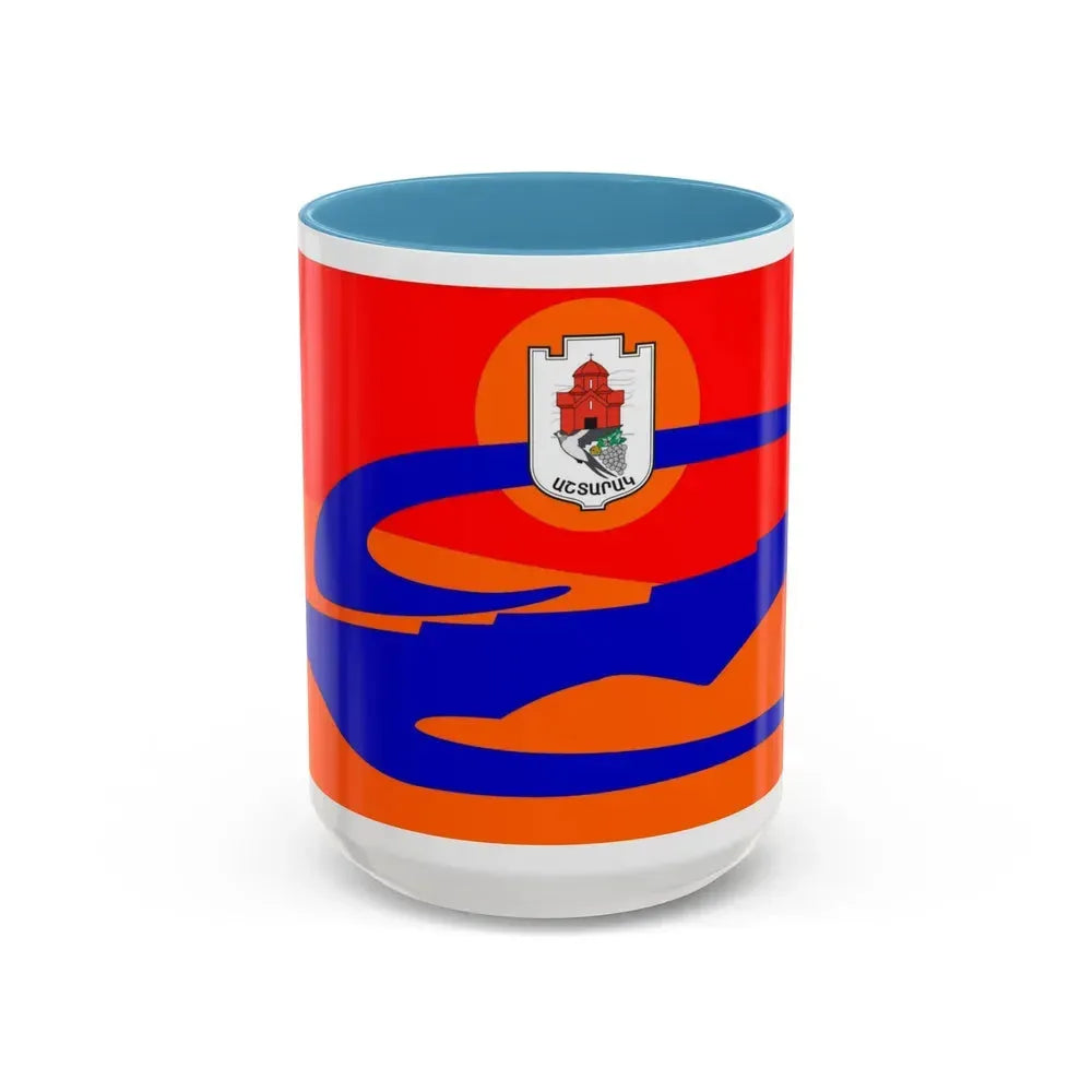 Flag of Ashtarak Armenia - Accent Coffee Mug 15oz Light Blue - Go Mug Yourself