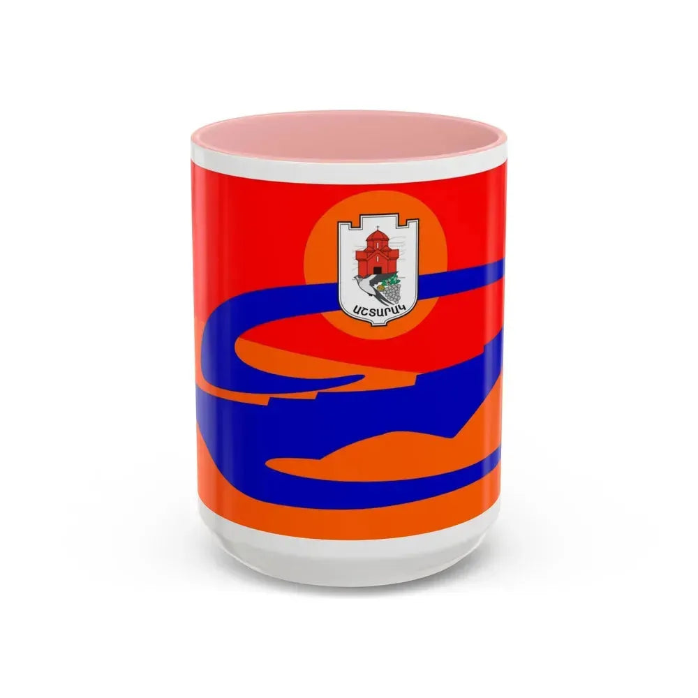 Flag of Ashtarak Armenia - Accent Coffee Mug 15oz Pink - Go Mug Yourself