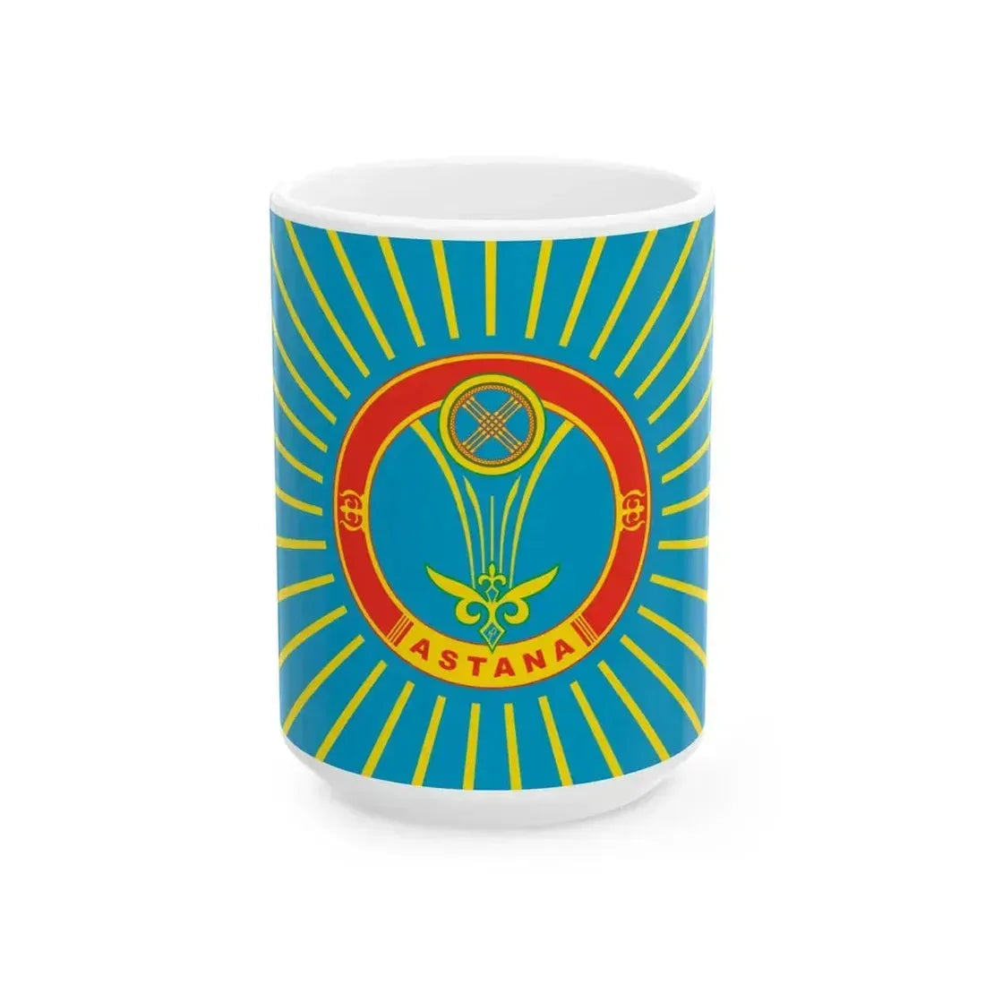 Flag of Astana Kazakhstan latin (Kazakhstan) White Coffee Mug 15oz - Go Mug Yourself