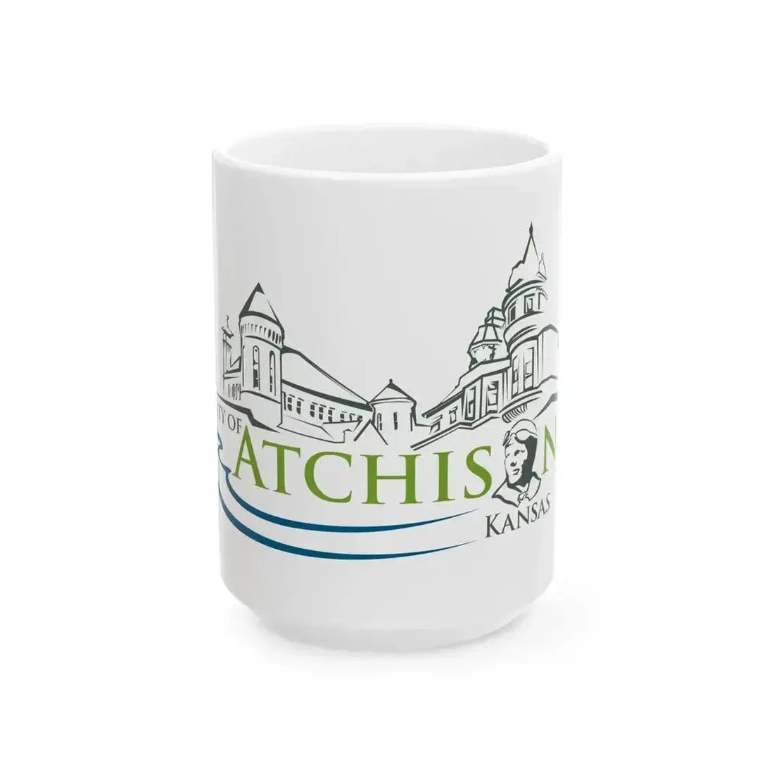 Flag of Atchison Kansas (United States) White Coffee Mug 15oz - Go Mug Yourself