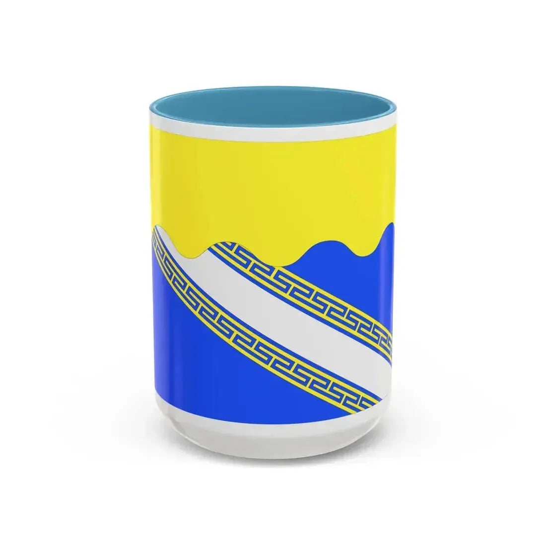 Flag of Aube France 2 - Accent Coffee Mug 15oz Light Blue - Go Mug Yourself
