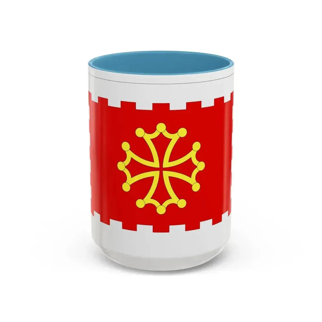 Flag of Aude France 2 - Accent Coffee Mug 15oz Light Blue - Go Mug Yourself