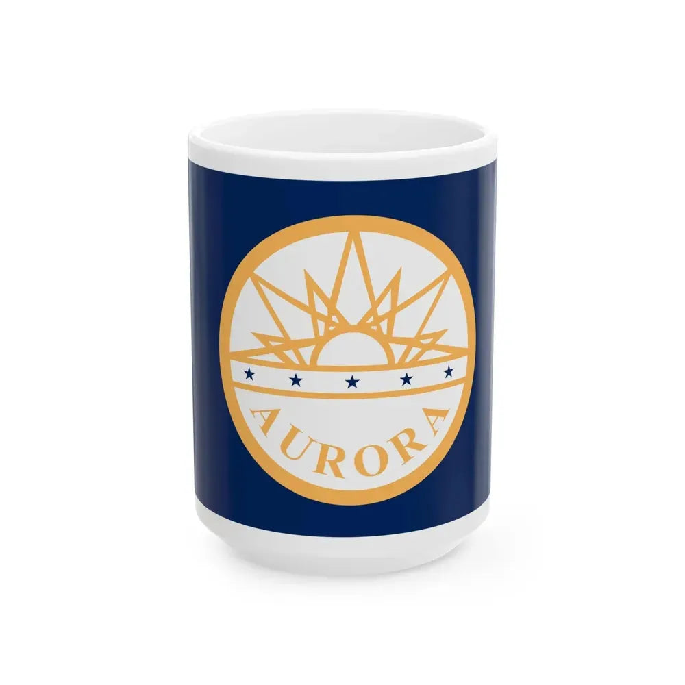 Flag of Aurora Colorado (United States) White Coffee Mug 15oz - Go Mug Yourself