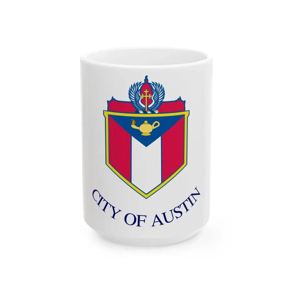Flag of Austin Texas (United States) White Coffee Mug 15oz - Go Mug Yourself