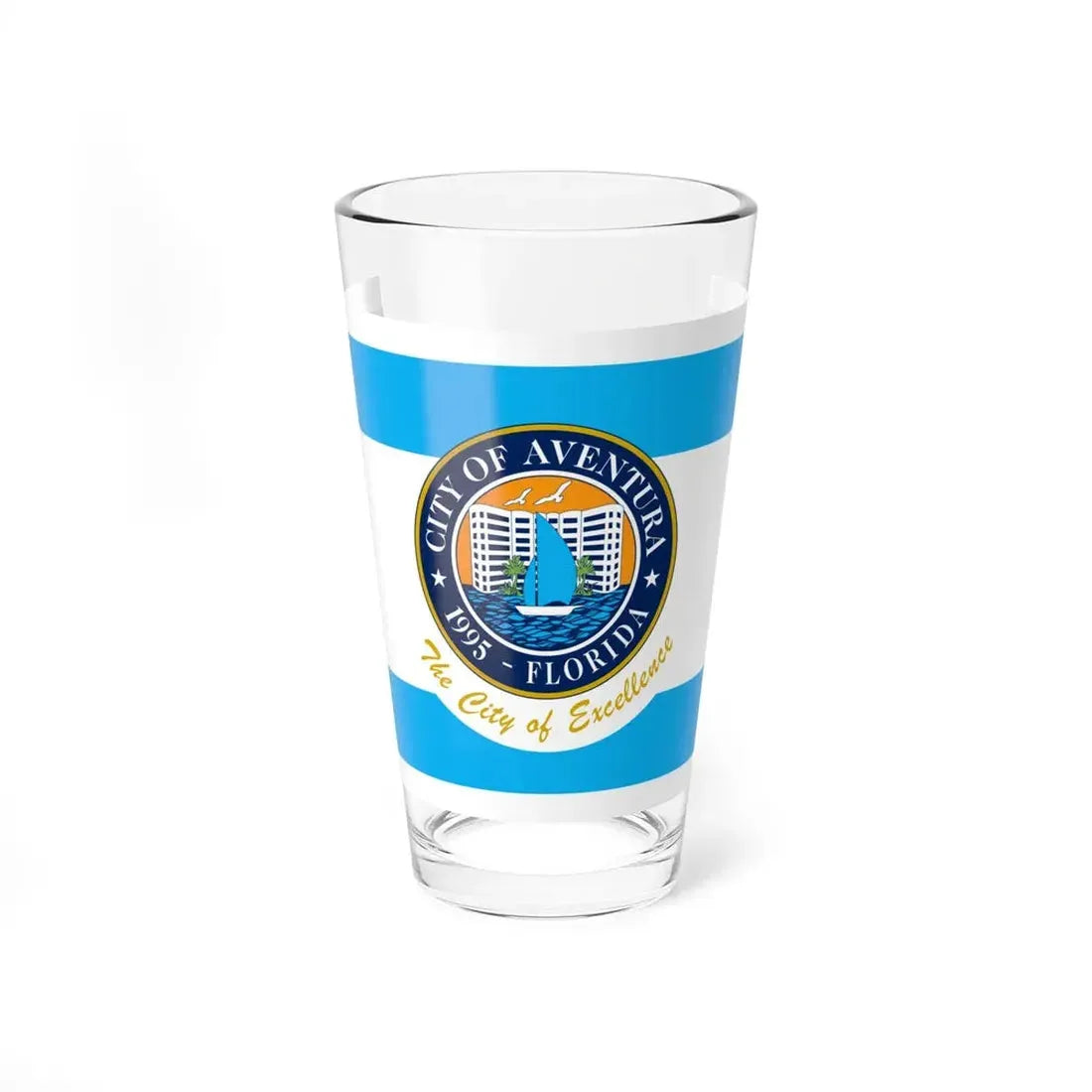Flag of Aventura Florida (United States) Pint Glass 16oz 16oz - Go Mug Yourself