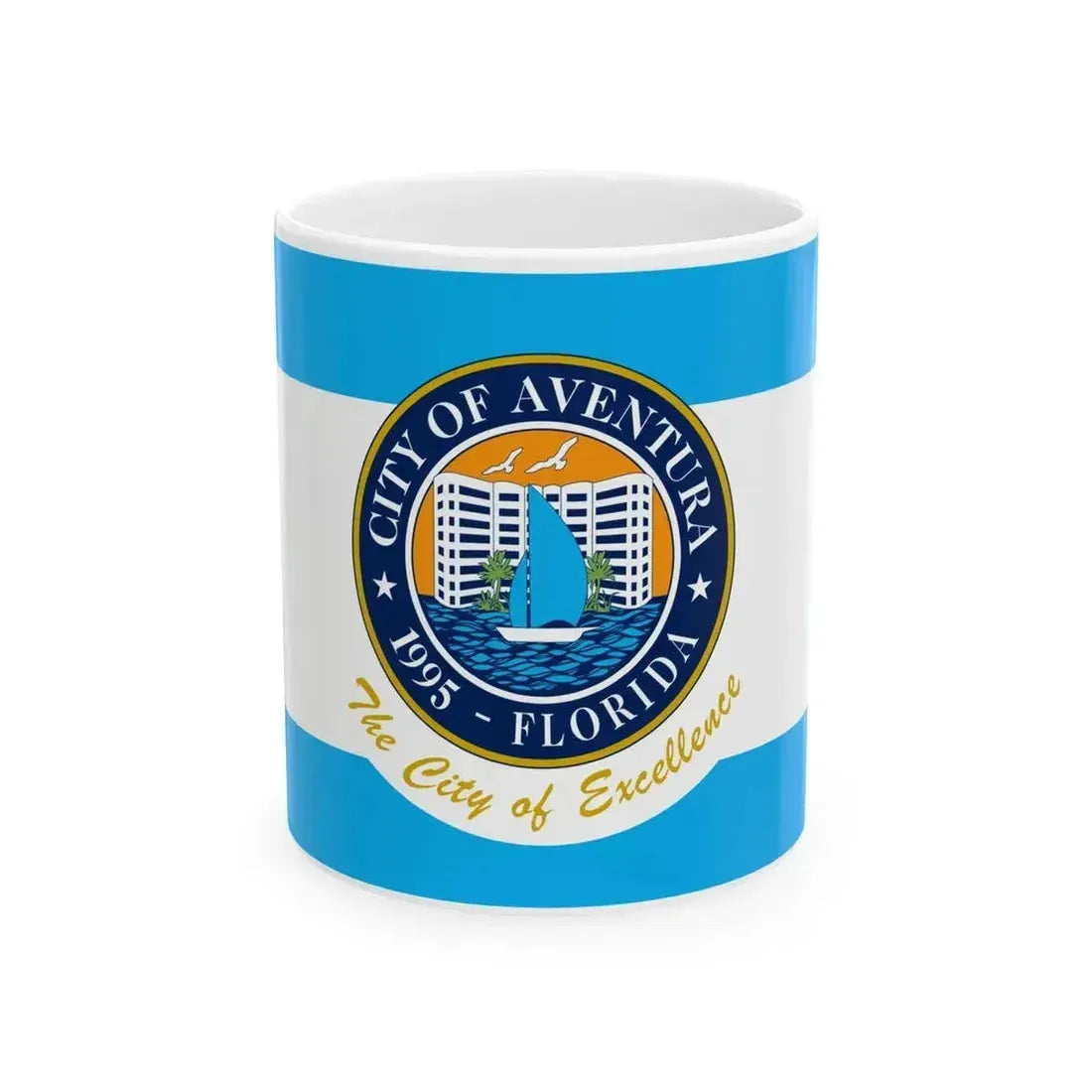 Flag of Aventura Florida (United States) White Coffee Mug 11oz - Go Mug Yourself