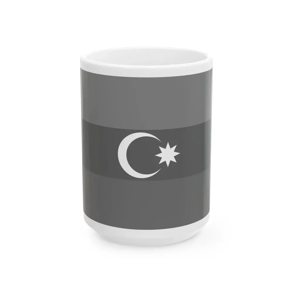Flag of Azerbaijan black and white (Azerbaijan) White Coffee Mug 15oz - Go Mug Yourself