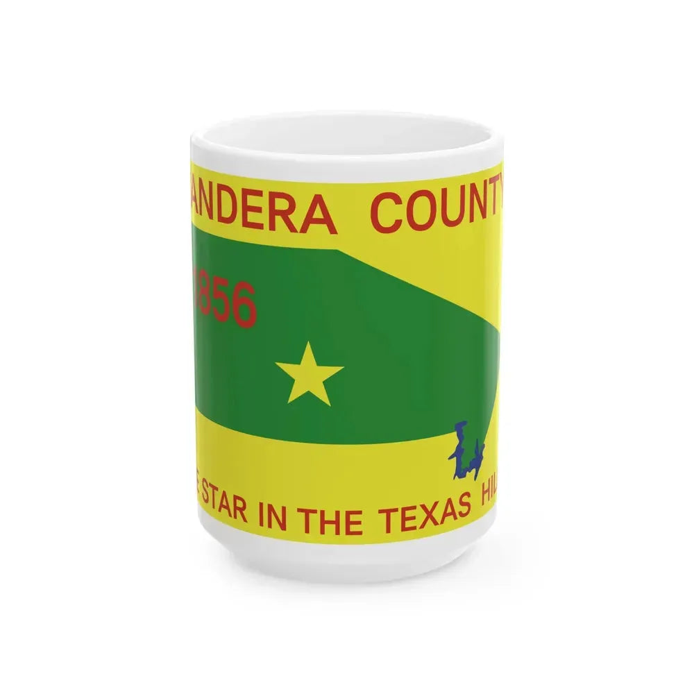 Flag of Bandera County Texas (United States) White Coffee Mug 15oz - Go Mug Yourself