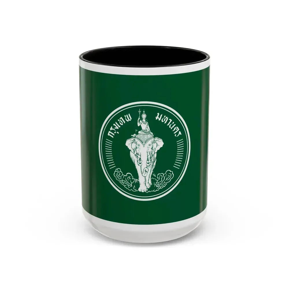 Flag of Bangkok Thailand - Accent Coffee Mug 15oz Black - Go Mug Yourself