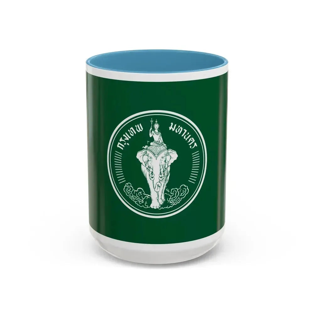 Flag of Bangkok Thailand - Accent Coffee Mug 15oz Light Blue - Go Mug Yourself