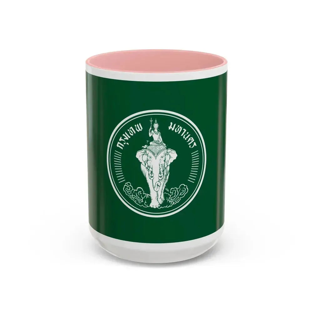 Flag of Bangkok Thailand - Accent Coffee Mug 15oz Pink - Go Mug Yourself