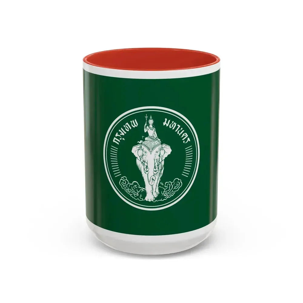 Flag of Bangkok Thailand - Accent Coffee Mug 15oz Red - Go Mug Yourself
