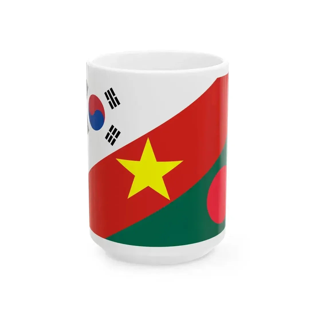 Flag of Bangladesh South Korea and Vietnam (Bangladesh) White Coffee Mug 15oz - Go Mug Yourself