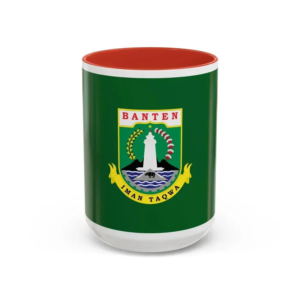 Flag of Banten Indonesia - Accent Coffee Mug 15oz Red - Go Mug Yourself
