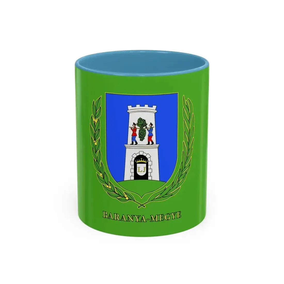 Flag of Baranya County Hungary - Accent Coffee Mug 11oz Light Blue - Go Mug Yourself