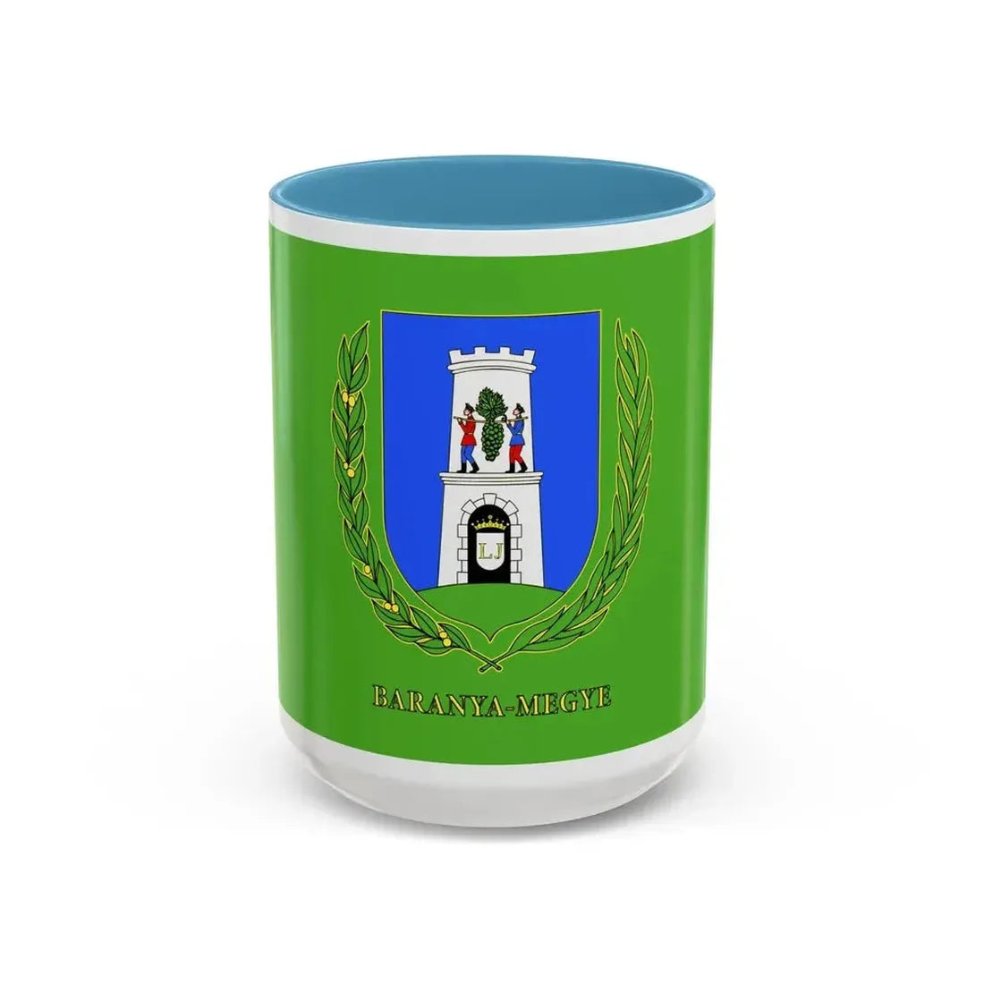 Flag of Baranya County Hungary - Accent Coffee Mug 15oz Light Blue - Go Mug Yourself