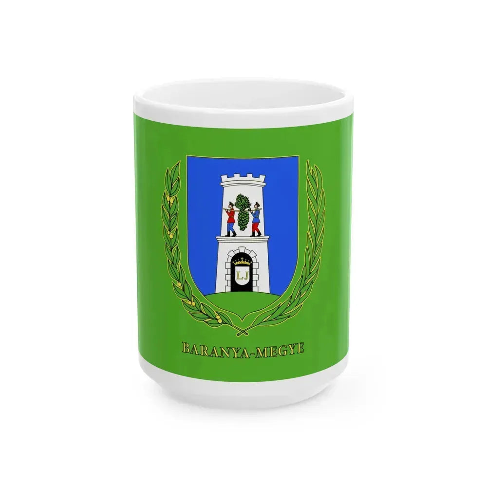 Flag of Baranya County Hungary - White Coffee Mug 15oz - Go Mug Yourself