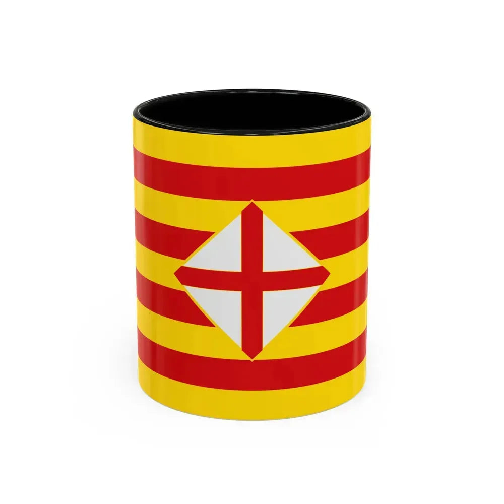 Flag of Barcelona - Accent Coffee Mug 11oz Black - Go Mug Yourself