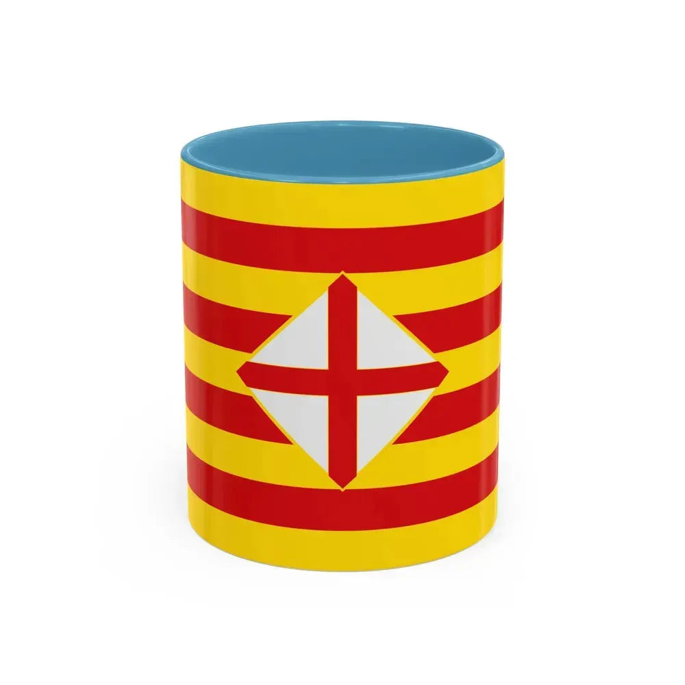 Flag of Barcelona - Accent Coffee Mug 11oz Light Blue - Go Mug Yourself